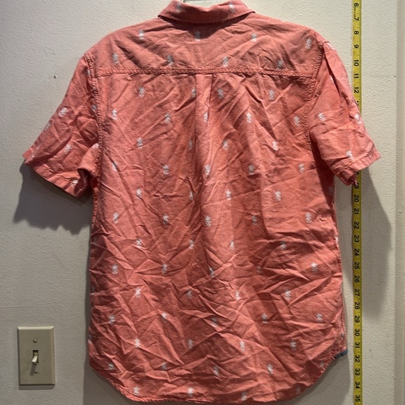 Vans Coral Button-Down Shirt with White Patterns - Picture 3 of 4